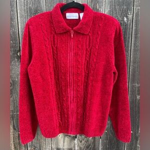 Alfred Dunner Bold Red Women’s ZipUp Cardigan. 
Size S